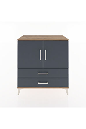 Hyperion Şifonyer 2 Raflı 2 Çekmeceli 2 Kapaklı 88x44x96 Çam-Antrasit