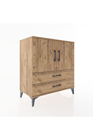 Hyperion Şifonyer 2 Raflı 2 Çekmeceli 2 Kapaklı 88x44x96 Çam-Çam