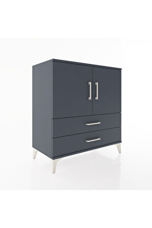 Hyperion Şifonyer Tek Raflı 2 Çekmeceli 2 Kapaklı 88x44x96 Antrasit-Antrasit