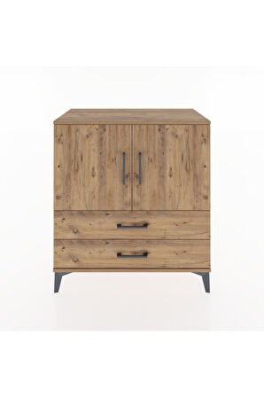 Hyperion Şifonyer Tek Raflı 2 Çekmeceli 2 Kapaklı 88x44x96 Çam-Çam