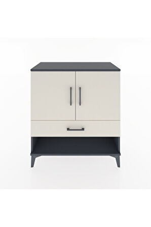 Hyperion Şifonyer 3 Raflı Tek Çekmeceli 2 Kapaklı 88x44x96 Antrasit-Aytaşı