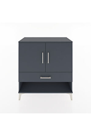 Hyperion Şifonyer 3 Raflı Tek Çekmeceli 2 Kapaklı 88x44x96 Antrasit-Antrasit