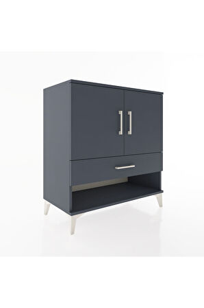 Hyperion Şifonyer 3 Raflı Tek Çekmeceli 2 Kapaklı 88x44x96 Antrasit-Antrasit