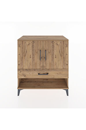 Hyperion Şifonyer 3 Raflı Tek Çekmeceli 2 Kapaklı 88x44x96 Çam-Çam