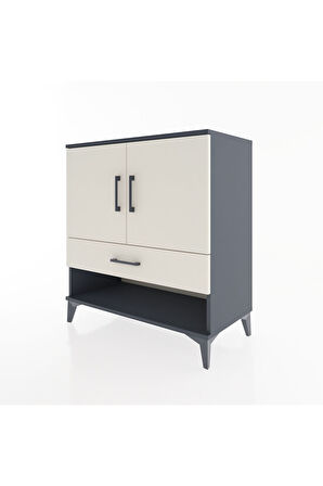 Hyperion Şifonyer 2 Raflı Tek Çekmeceli 2 Kapaklı 88x44x96 Antrasit-Aytaşı