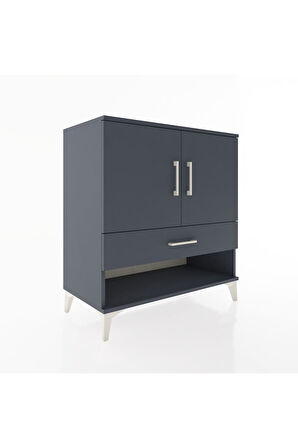 Hyperion Şifonyer 2 Raflı Tek Çekmeceli 2 Kapaklı 88x44x96 Antrasit-Antrasit