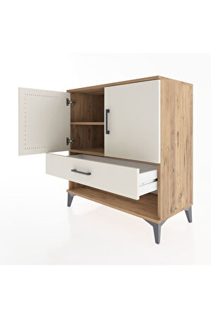 Hyperion Şifonyer 2 Raflı Tek Çekmeceli 2 Kapaklı 88x44x96 Çam-Aytaşı