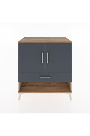 Hyperion Şifonyer 2 Raflı Tek Çekmeceli 2 Kapaklı 88x44x96 Çam-Antrasit