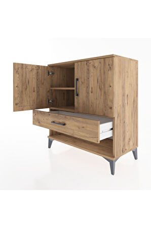 Hyperion Şifonyer 2 Raflı Tek Çekmeceli 2 Kapaklı 88x44x96 Çam-Çam