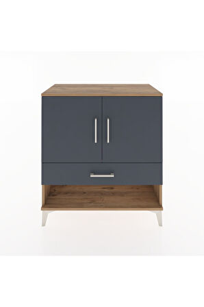 Hyperion Şifonyer Tek Raflı Tek Çekmeceli 2 Kapaklı 88x44x96 Çam-Antrasit