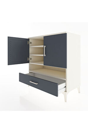 Hyperion Şifonyer 4 Raflı Tek Çekmeceli 2 Kapaklı 88x44x96 Aytaşı-Antrasit