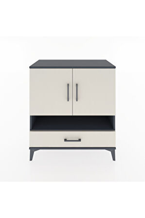 Hyperion Şifonyer 4 Raflı Tek Çekmeceli 2 Kapaklı 88x44x96 Antrasit-Aytaşı