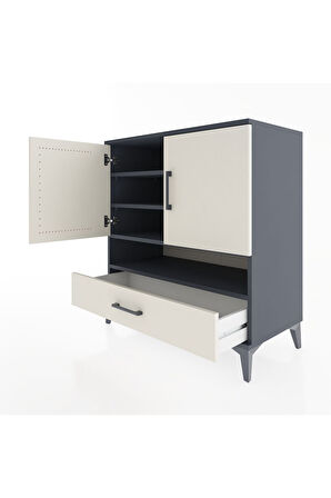Hyperion Şifonyer 4 Raflı Tek Çekmeceli 2 Kapaklı 88x44x96 Antrasit-Aytaşı