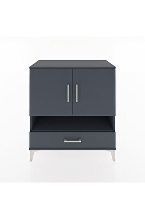 Hyperion Şifonyer 4 Raflı Tek Çekmeceli 2 Kapaklı 88x44x96 Antrasit-Antrasit