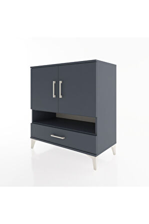 Hyperion Şifonyer 4 Raflı Tek Çekmeceli 2 Kapaklı 88x44x96 Antrasit-Antrasit