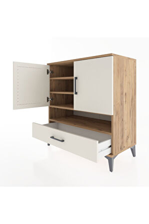 Hyperion Şifonyer 4 Raflı Tek Çekmeceli 2 Kapaklı 88x44x96 Çam-Aytaşı