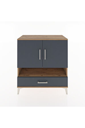 Hyperion Şifonyer 4 Raflı Tek Çekmeceli 2 Kapaklı 88x44x96 Çam-Antrasit