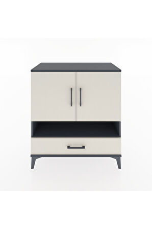 Hyperion Şifonyer 3 Raflı Tek Çekmeceli 2 Kapaklı 88x44x96 Antrasit-Aytaşı