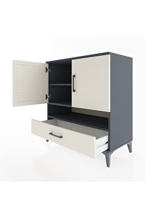 Hyperion Şifonyer 3 Raflı Tek Çekmeceli 2 Kapaklı 88x44x96 Antrasit-Aytaşı