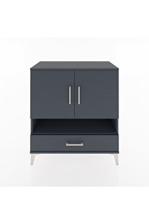 Hyperion Şifonyer 3 Raflı Tek Çekmeceli 2 Kapaklı 88x44x96 Antrasit-Antrasit