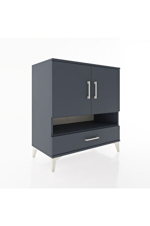 Hyperion Şifonyer 3 Raflı Tek Çekmeceli 2 Kapaklı 88x44x96 Antrasit-Antrasit