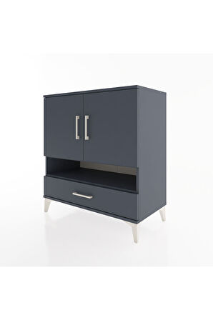 Hyperion Şifonyer 3 Raflı Tek Çekmeceli 2 Kapaklı 88x44x96 Antrasit-Antrasit