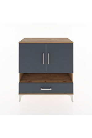 Hyperion Şifonyer 3 Raflı Tek Çekmeceli 2 Kapaklı 88x44x96 Çam-Antrasit