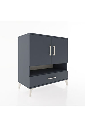 Hyperion Şifonyer 2 Raflı Tek Çekmeceli 2 Kapaklı 88x44x96 Antrasit-Antrasit