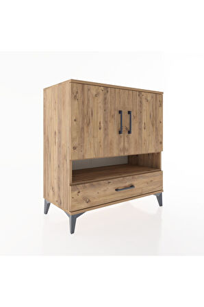 Hyperion Şifonyer 2 Raflı Tek Çekmeceli 2 Kapaklı 88x44x96 Çam-Çam