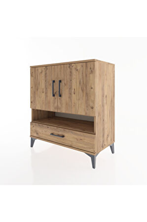 Hyperion Şifonyer 2 Raflı Tek Çekmeceli 2 Kapaklı 88x44x96 Çam-Çam