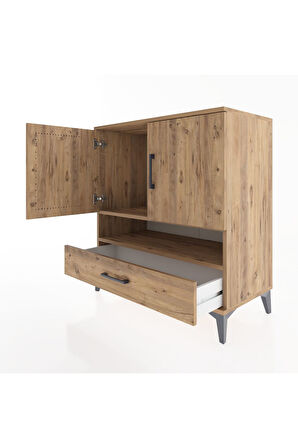 Hyperion Şifonyer 2 Raflı Tek Çekmeceli 2 Kapaklı 88x44x96 Çam-Çam