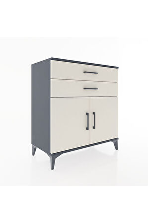 Hyperion Şifonyer 2 Raflı 2 Çekmeceli 2 Kapaklı 88x44x96 Antrasit-Aytaşı