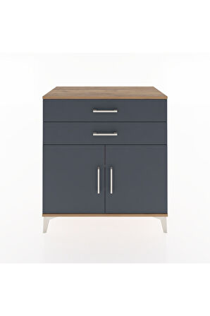 Hyperion Şifonyer 2 Raflı 2 Çekmeceli 2 Kapaklı 88x44x96 Çam-Antrasit