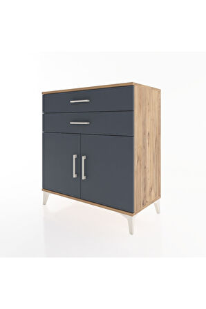 Hyperion Şifonyer 2 Raflı 2 Çekmeceli 2 Kapaklı 88x44x96 Çam-Antrasit