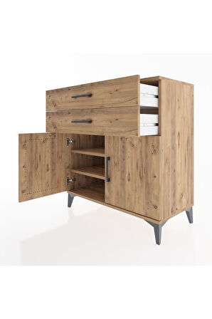 Hyperion Şifonyer 2 Raflı 2 Çekmeceli 2 Kapaklı 88x44x96 Çam-Çam