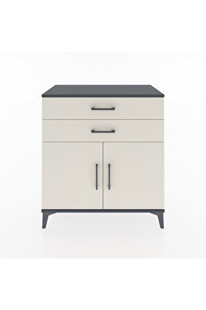 Hyperion Şifonyer Tek Raflı 2 Çekmeceli 2 Kapaklı 88x44x96 Antrasit-Aytaşı