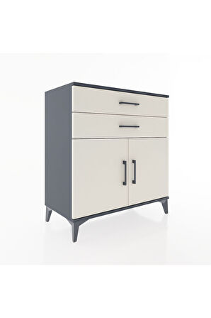 Hyperion Şifonyer Tek Raflı 2 Çekmeceli 2 Kapaklı 88x44x96 Antrasit-Aytaşı