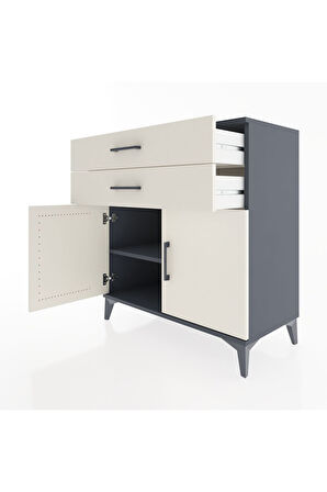 Hyperion Şifonyer Tek Raflı 2 Çekmeceli 2 Kapaklı 88x44x96 Antrasit-Aytaşı