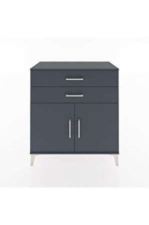 Hyperion Şifonyer Tek Raflı 2 Çekmeceli 2 Kapaklı 88x44x96 Antrasit-Antrasit