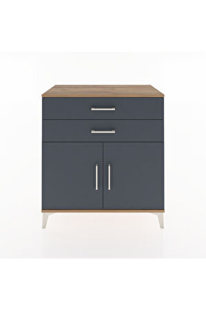 Hyperion Şifonyer Tek Raflı 2 Çekmeceli 2 Kapaklı 88x44x96 Çam-Antrasit