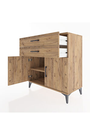 Hyperion Şifonyer Tek Raflı 2 Çekmeceli 2 Kapaklı 88x44x96 Çam-Çam