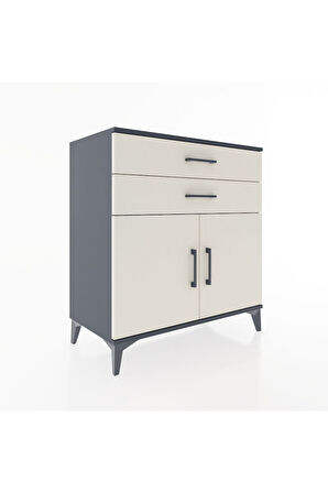 Hyperion Şifonyer 2 Çekmeceli 2 Kapaklı 88x44x96 Antrasit-Aytaşı