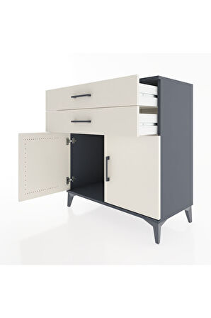 Hyperion Şifonyer 2 Çekmeceli 2 Kapaklı 88x44x96 Antrasit-Aytaşı