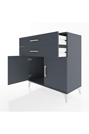 Hyperion Şifonyer 2 Çekmeceli 2 Kapaklı 88x44x96 Antrasit-Antrasit
