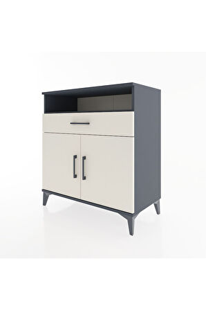 Hyperion Şifonyer 2 Raflı Tek Çekmeceli 2 Kapaklı 88x44x96 Antrasit-Aytaşı