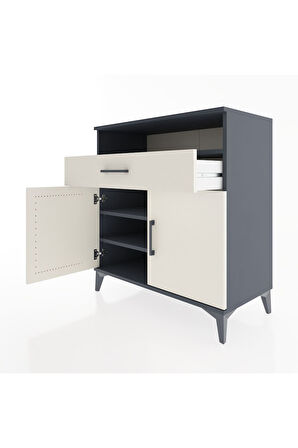 Hyperion Şifonyer 2 Raflı Tek Çekmeceli 2 Kapaklı 88x44x96 Antrasit-Aytaşı