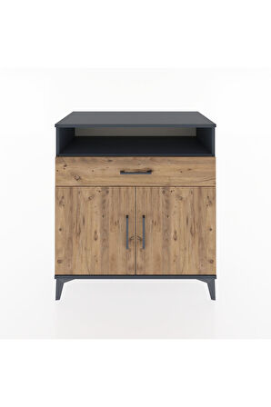 Hyperion Şifonyer 2 Raflı Tek Çekmeceli 2 Kapaklı 88x44x96 Antrasit-Çam