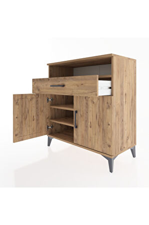 Hyperion Şifonyer 2 Raflı Tek Çekmeceli 2 Kapaklı 88x44x96 Çam-Çam
