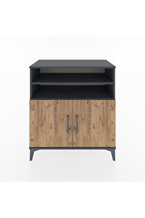 Hyperion Şifonyer 4 Raflı 2 Kapaklı 88x44x96 Antrasit-Çam