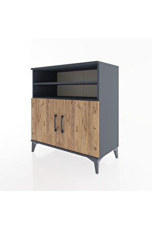 Hyperion Şifonyer 4 Raflı 2 Kapaklı 88x44x96 Antrasit-Çam